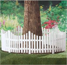 Lawn Border Edge Fence - 4pcs White Plastic Wooden Effect Edging Picket Garden