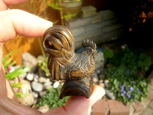 Hand carved wood netsuke - carved,
