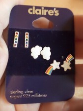Claire's Accessories STERLING SILVER EARRINGS 3 pairs studs