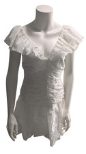 ML Monique Lhuillier Ruffle Mini Dress US 6 UK 10 BNWT | White Cotton Jacquard