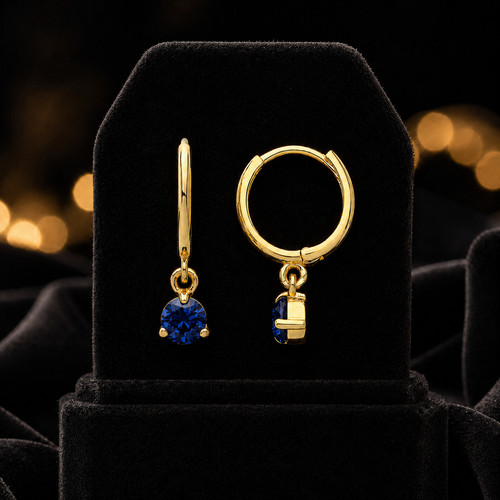 Yellow gold sapphire earrings - yellow,