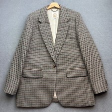 JOULES Tweed Jacket UK 14 Brown Blazer Dogstooth Country Hacking Houndstooth