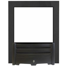 REPLACEMENT GAS FIRE BLACK SATIN CAST IRON 16" FRET AND 3 PIECE MAGNETIC FRAME