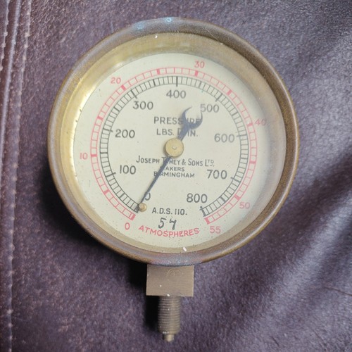 Vintage brass gauge pressure - vintage,