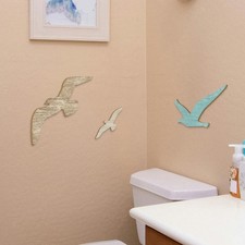 3 Pieces Wooden Seagull Wall