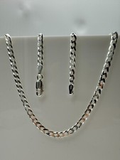 Solid 925 Sterling Silver 3.5mm Curb Chain 18 20 22 24 Inch Necklace
