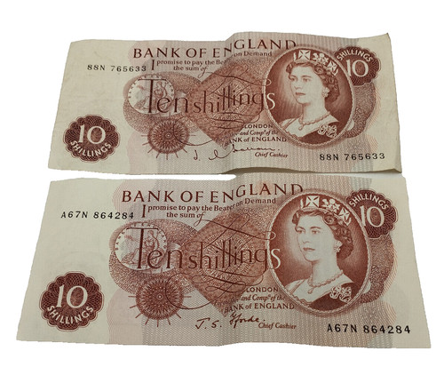 Two ten shilling notes - ten,