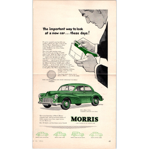 1954 morris minor print - morris, ad