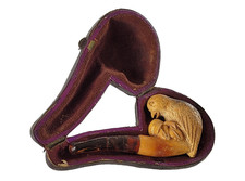 Meerschaum Pipe / Cheroot Holder Bird With Acorn Fitted Case R213