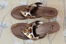 Ladies Size 5 'Jewelled' Gold Sandals by BHS, Very Good Condition