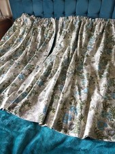 VINTAGE MOYGASHEL MARIANNE BLUE POPPY CURTAINS FABRIC 92 W X 55 L  INS UNLINED 
