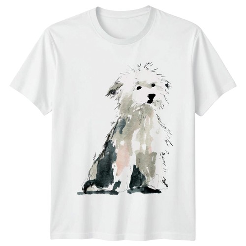 Watercolor fluffy white - white, dog