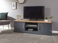 KENDAL LARGE TV STAND MEDIA UNIT CABINET SLATE BLUE graded