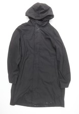 Zara Men Black Long Hooded Waterproof Rain Coat Size M