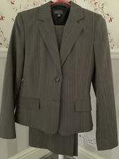 MEXX Trouser Suit. Pinstripe Business Suit, Wide Leg Trousers UK10