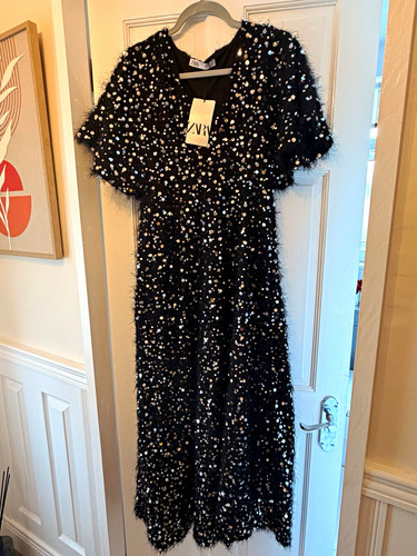 Zara black silver sequin - zara,