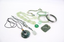 Oriental Jewellery Jade Gold Plated Carved Bangle Necklace x 10