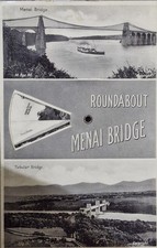 Roundabout The Menai Bridge Rotating Vintage Postcard