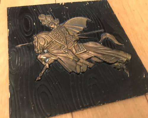 Vintage brass picture - picture:, knight