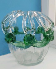 Victorian Blown Glass Crown Flower Frog Vase 