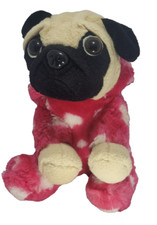 PAWS PUG in PINK/WHITE ALL IN ONE OUTFIT CUDDLY 9"PLUSH SOFT TOY DOG PUG PUGGY