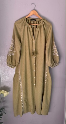 Zara khaki green embroidered - zara,