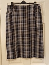 ​VINTAGE Rowlands Austrian Wool Plaid Midi Skirt Size 20 UK 48 Tartan Check VGC