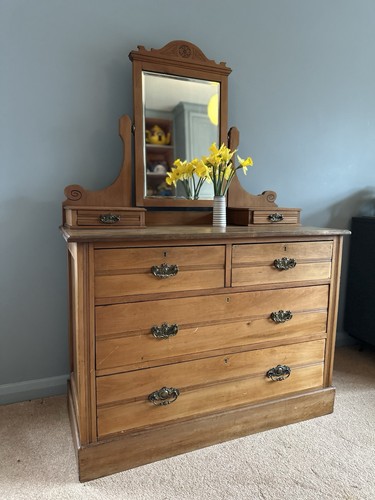 Antique pine dressing table - table, &