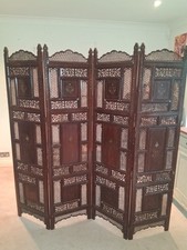 4 Piece Hand Carved Wooden Folding Room Divider, Stunning Condition