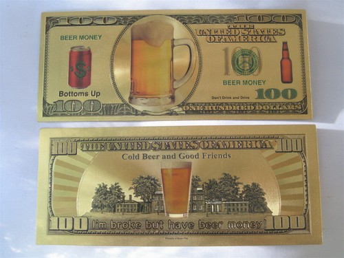 Gold banknote 24k foil beer - 10,