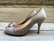 Womens LK Bennett Pewter Satin Dress Court Shoes High Stiletto Heel Size 6.5 40