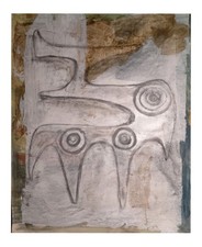  Brutalist /outsider Abstract Painting/drawing Signed  