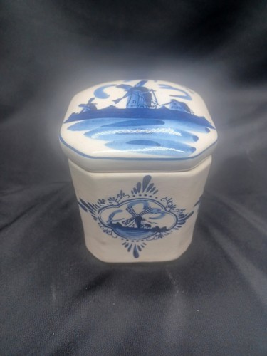 Vintage delft blue tea caddy - vintage,