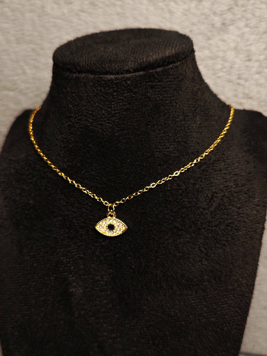 Evil eye necklace gold - necklace, tone