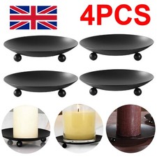 4x Black Pillar Candle Plate