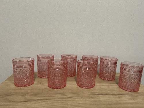 Set pink glass tumblers - glass,