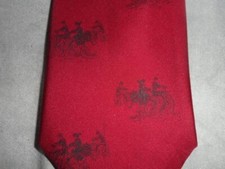 Original Vintage Burgundy Silk Tie Made By Ashley - Old Fashioned Bicycles Print