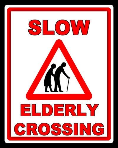 Slow elderly crossing - slow, road