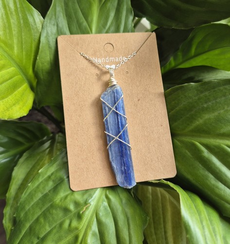 Raw blue kyanite pendant - kyanite,