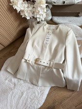 Zara Cream Wide Belt Blazer
