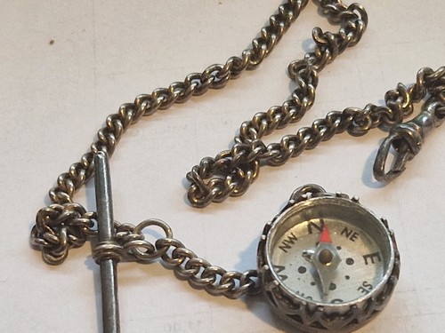 Silver albert chain and - albert,