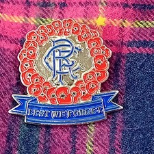 GLASGOW RANGERS FC LARGE LEST WE FORGET POPPY PIN BADGE NEW #2