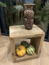 Solid Wooden Cube 30 Cm Side End Table Rustic Bedside School Class Prayer Table