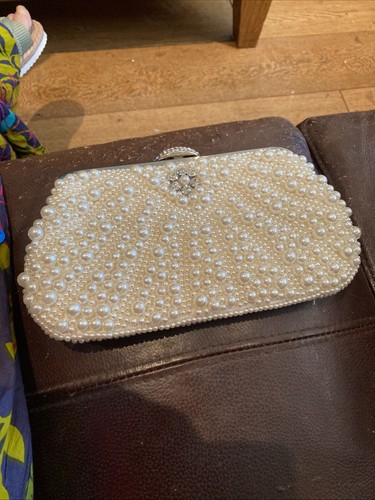 Pearl evening clutch bag - pearl, with