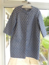 EDINA RONAY BLUE & WHITE JACQUARD DESIGNER DRESS COAT SIZE UK 10