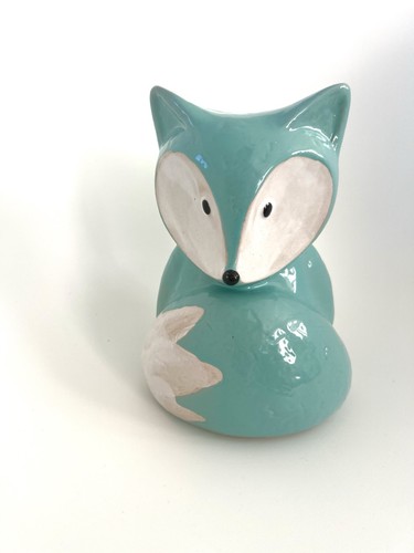 Ceramic mint green sitting - ceramic, fox