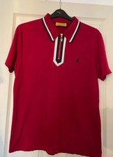 GABICCI George Short Sleeve Zip Neck Jersey Men's Polo Shirt Cherry Red Size XL
