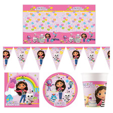 Gabby's Dollhouse Party Tableware Decorations Plates Cups Napkins Tablecover