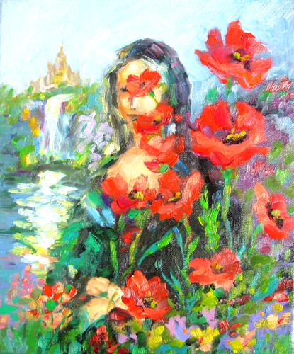 Poppies original oil painting - poppies,
