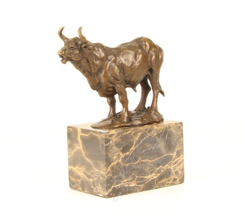 Bronze sculpture bull on - a,